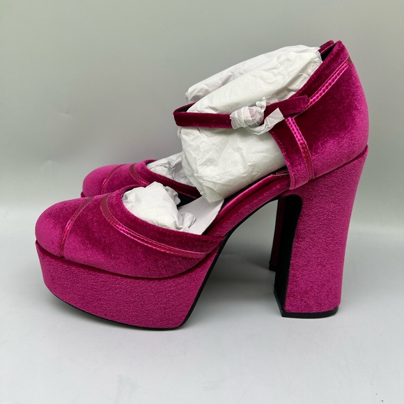 Jeffrey Campbell Low Down Platform Fuchsia Velvet - Picture 5 of 15